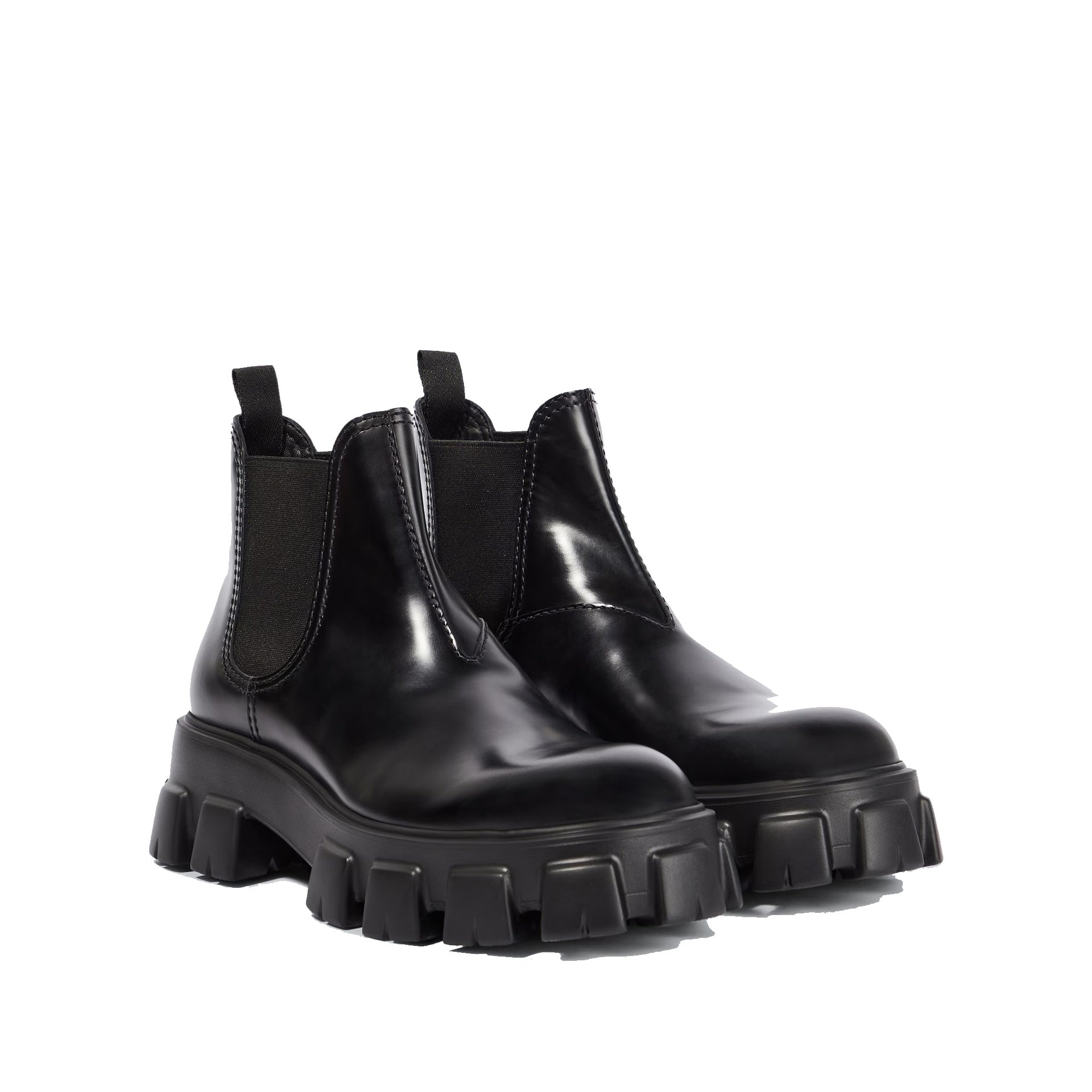 Prada Monolith Leather Ankle Boots