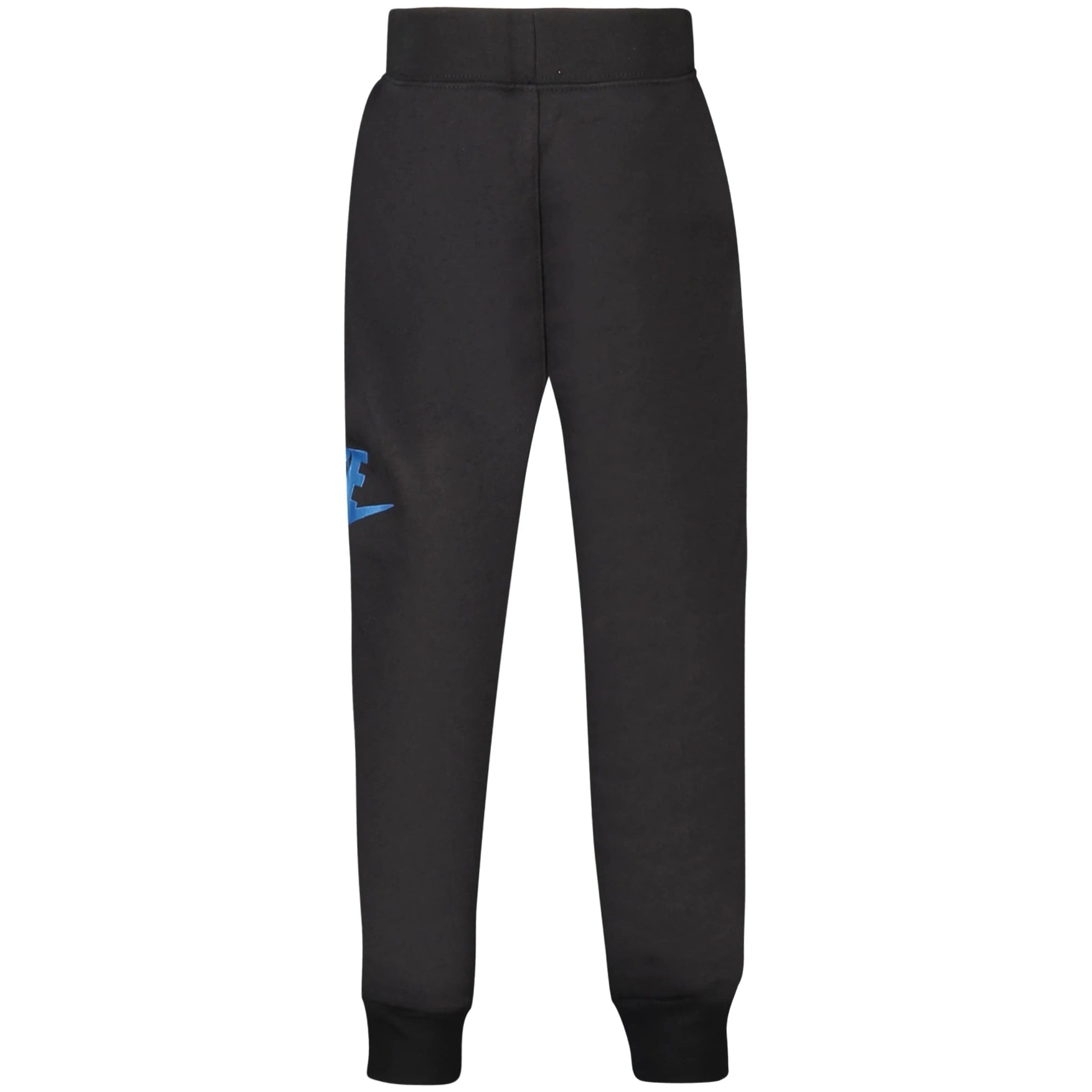 Kids Black Long Track Pants with Elastic Waist and Ankle Cuffs
