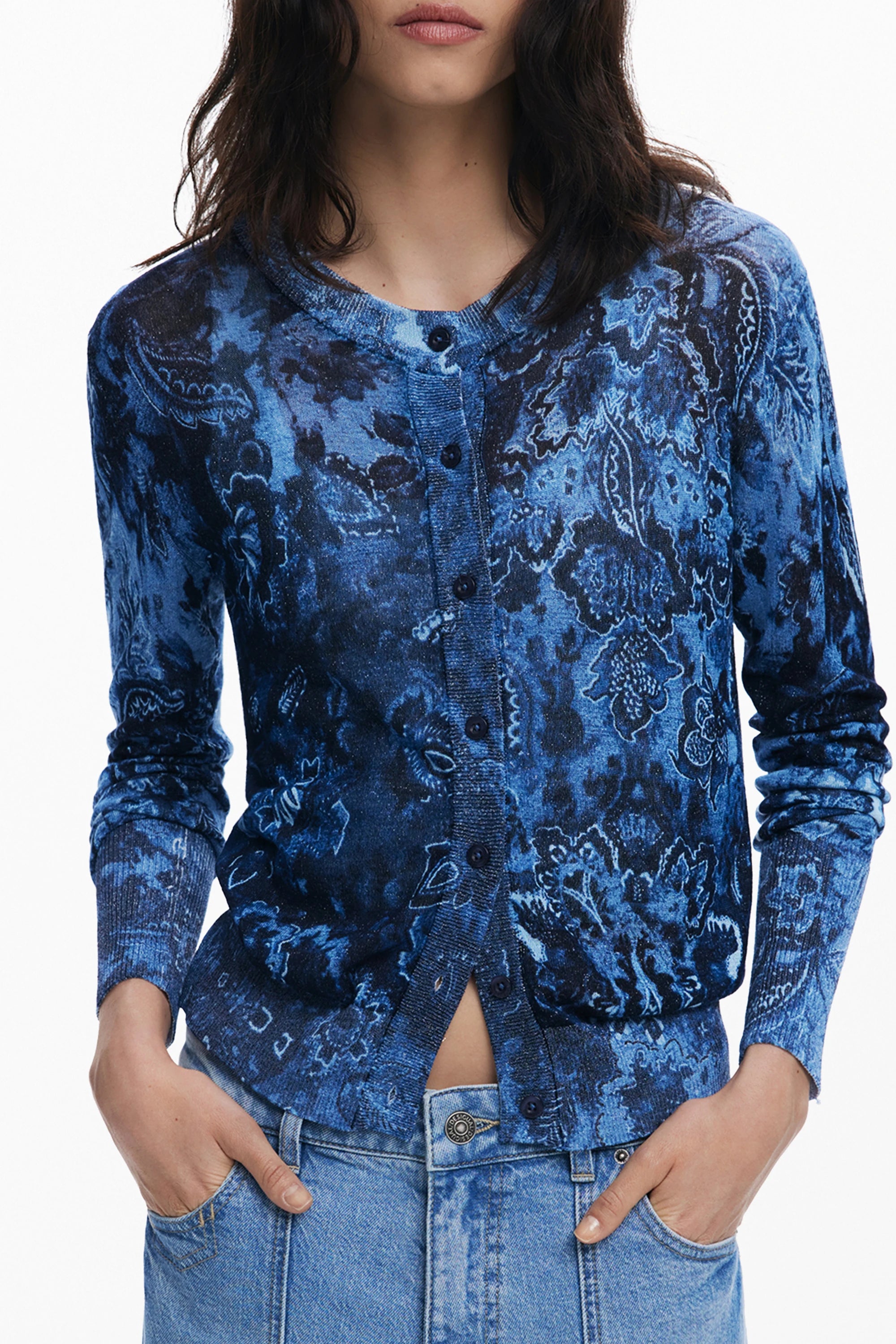 DESIGUAL WOMEN&#39;S BLUE CARDIGAN
