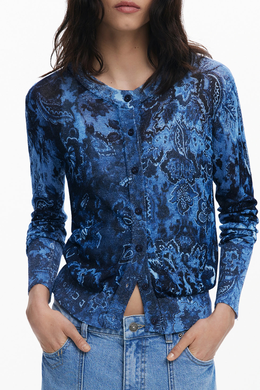 DESIGUAL WOMEN&#39;S BLUE CARDIGAN