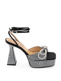 Black Platform Sandals with Crystals Double Bow Mach & Mach