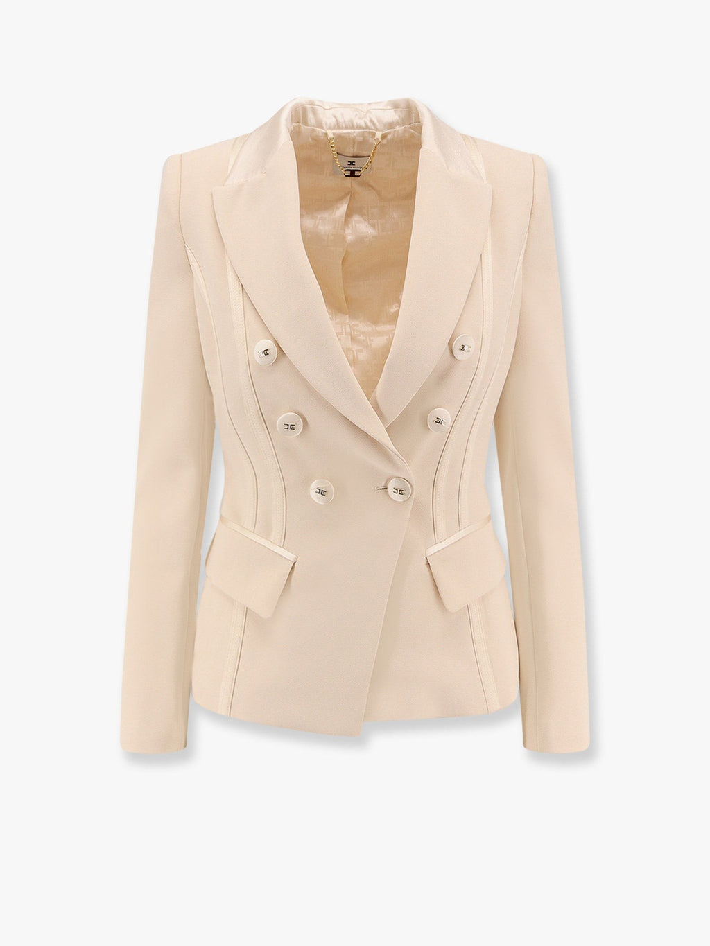 Elisabetta Franchi Essentials blazer with shoulder pads and covered buttons