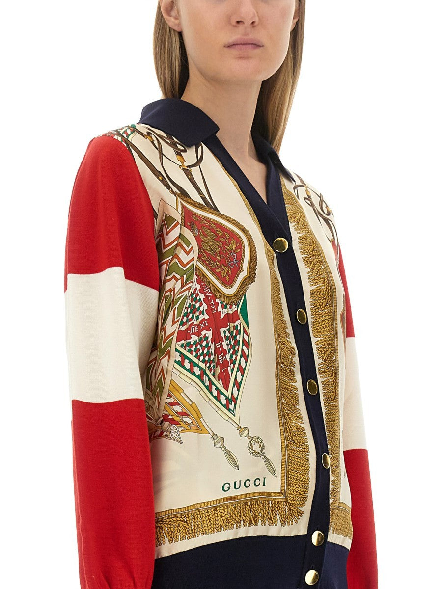 Gucci EXTRA FINE WOOL CARDIGAN WITH PRINT