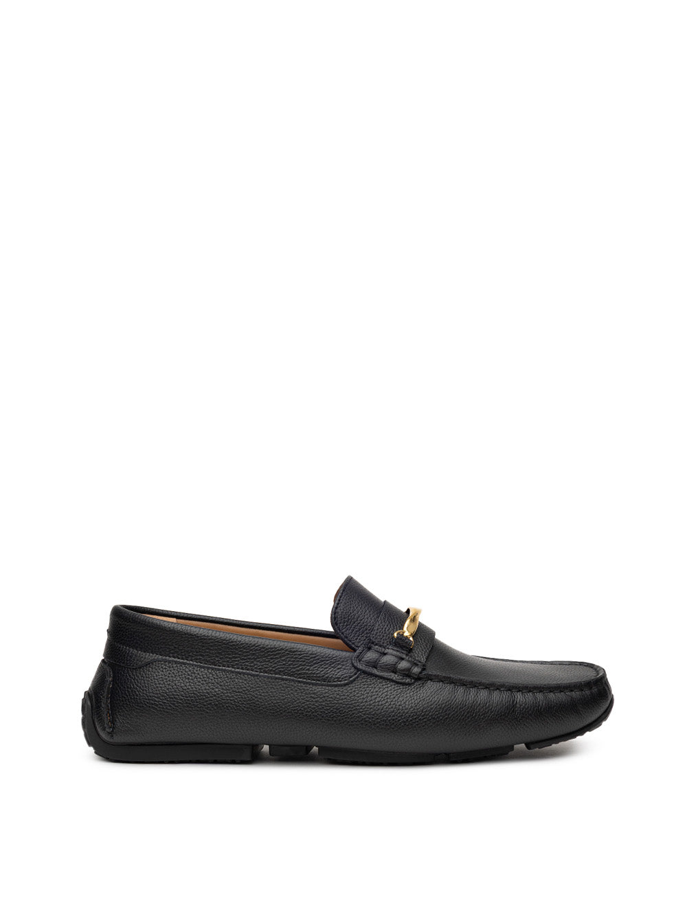 Bally Loafers in Black Leather with Gold Plaque