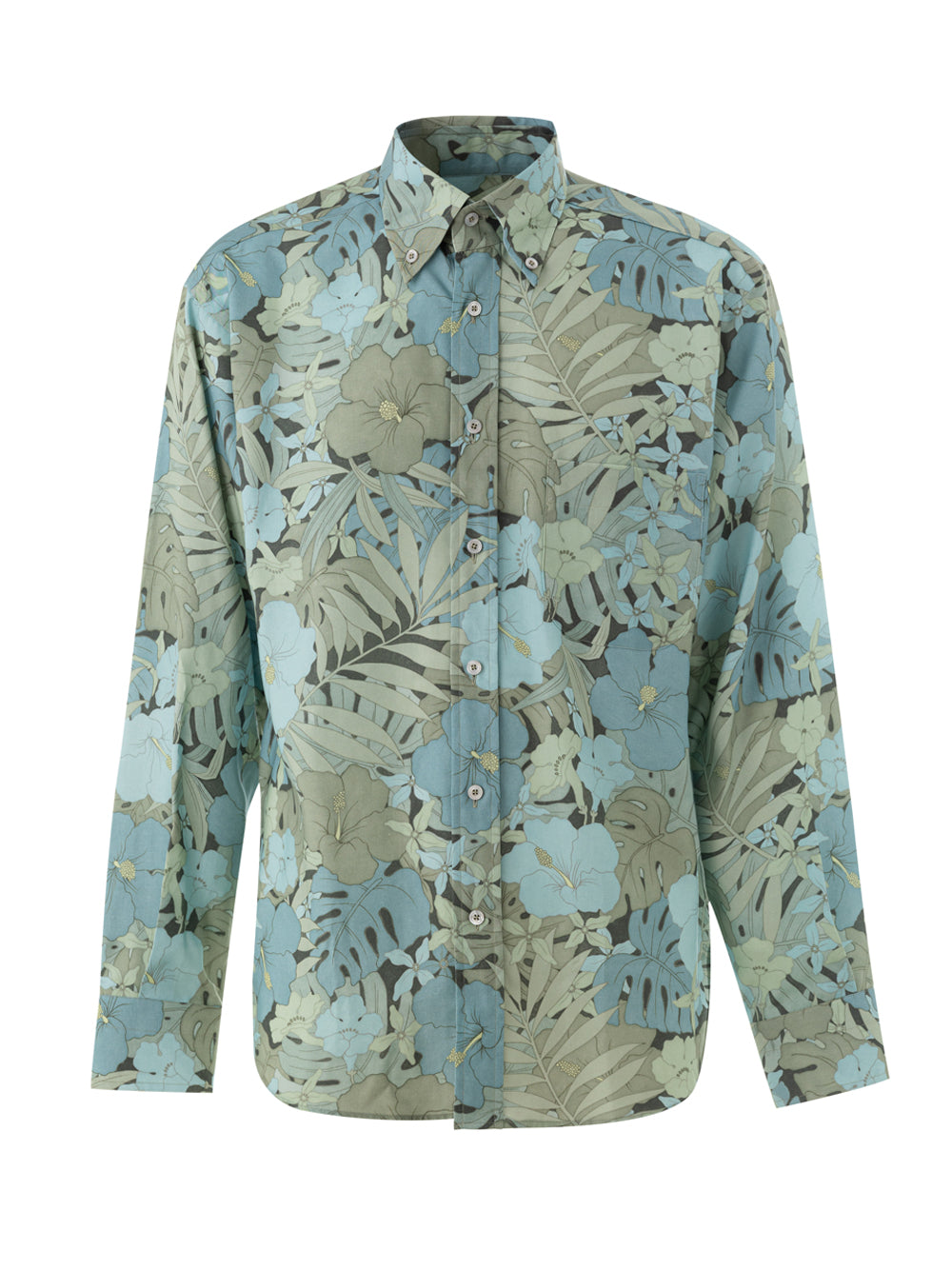 Tom Ford Light Blue Floral Print Shirt with Chest Pocket – Siebentaschen