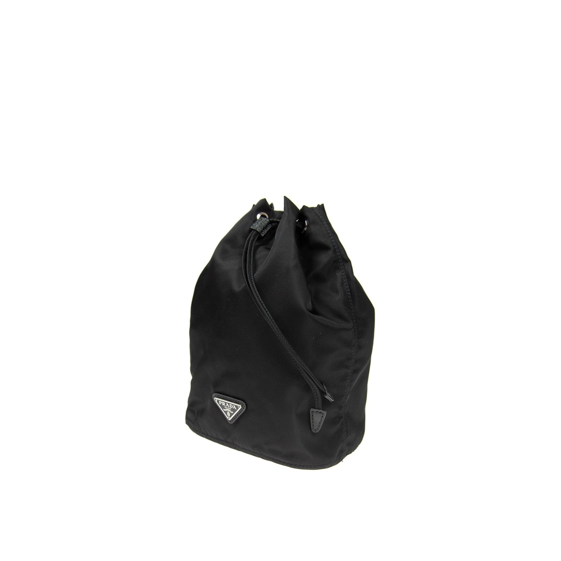 Prada Nylon and Leather Drawstring Pouch