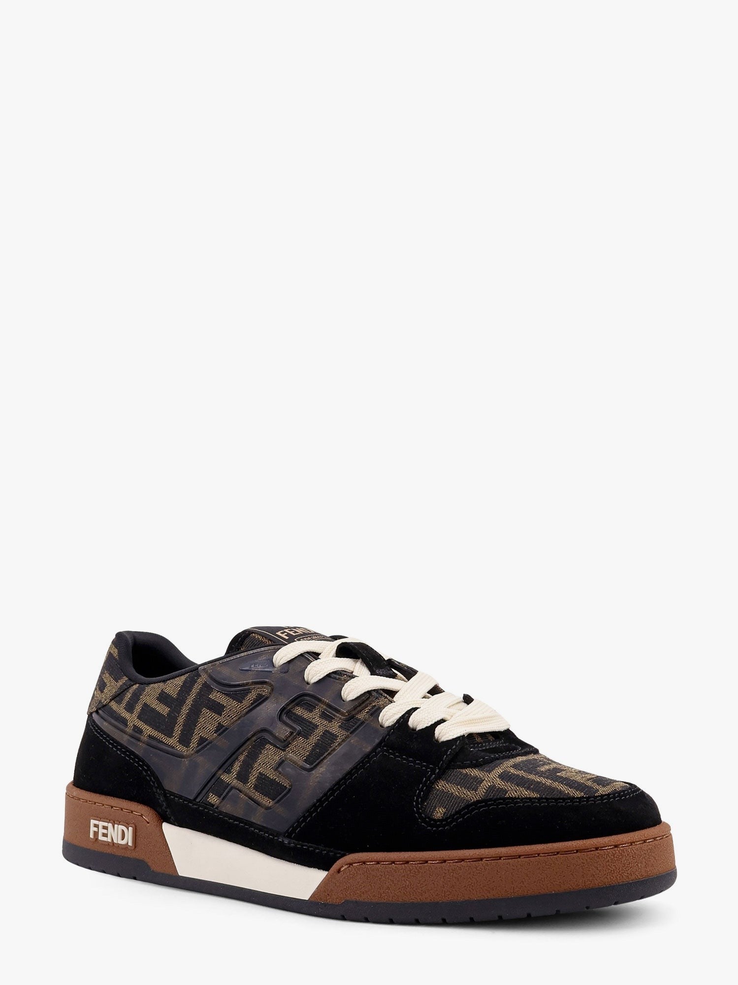 Fendi Fendi Match low-top FF jacquard fabric and suede sneakers