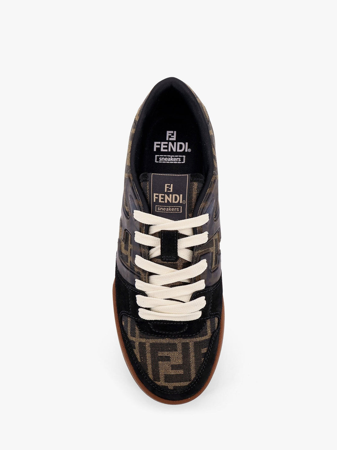 Fendi Fendi Match low-top FF jacquard fabric and suede sneakers