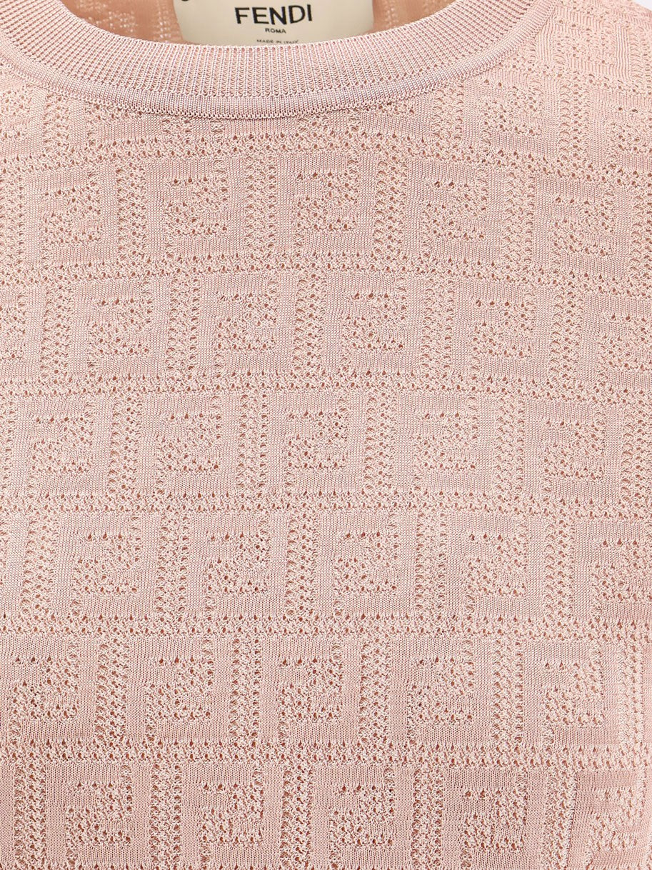 Fendi Cotton blend T-shirt with all-over FF logo