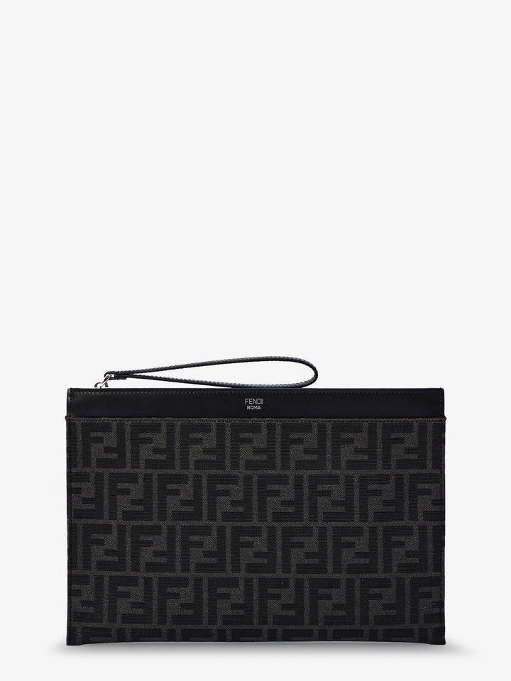 Fendi FF Jacquard Fabric and leather Flat Pouch Medium