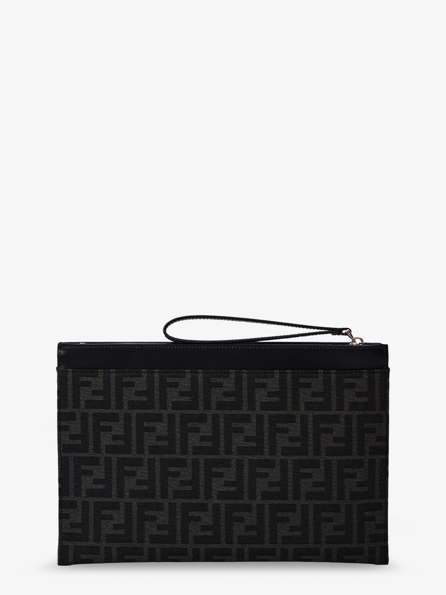 Fendi FF Jacquard Fabric and leather Flat Pouch Medium