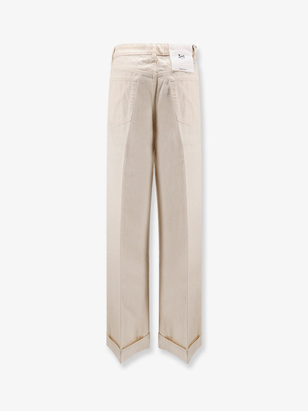3X1 Flip Cuffed cream denim trousers