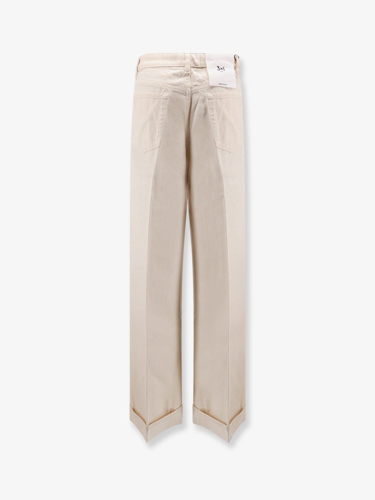 3X1 Flip Cuffed cream denim trousers