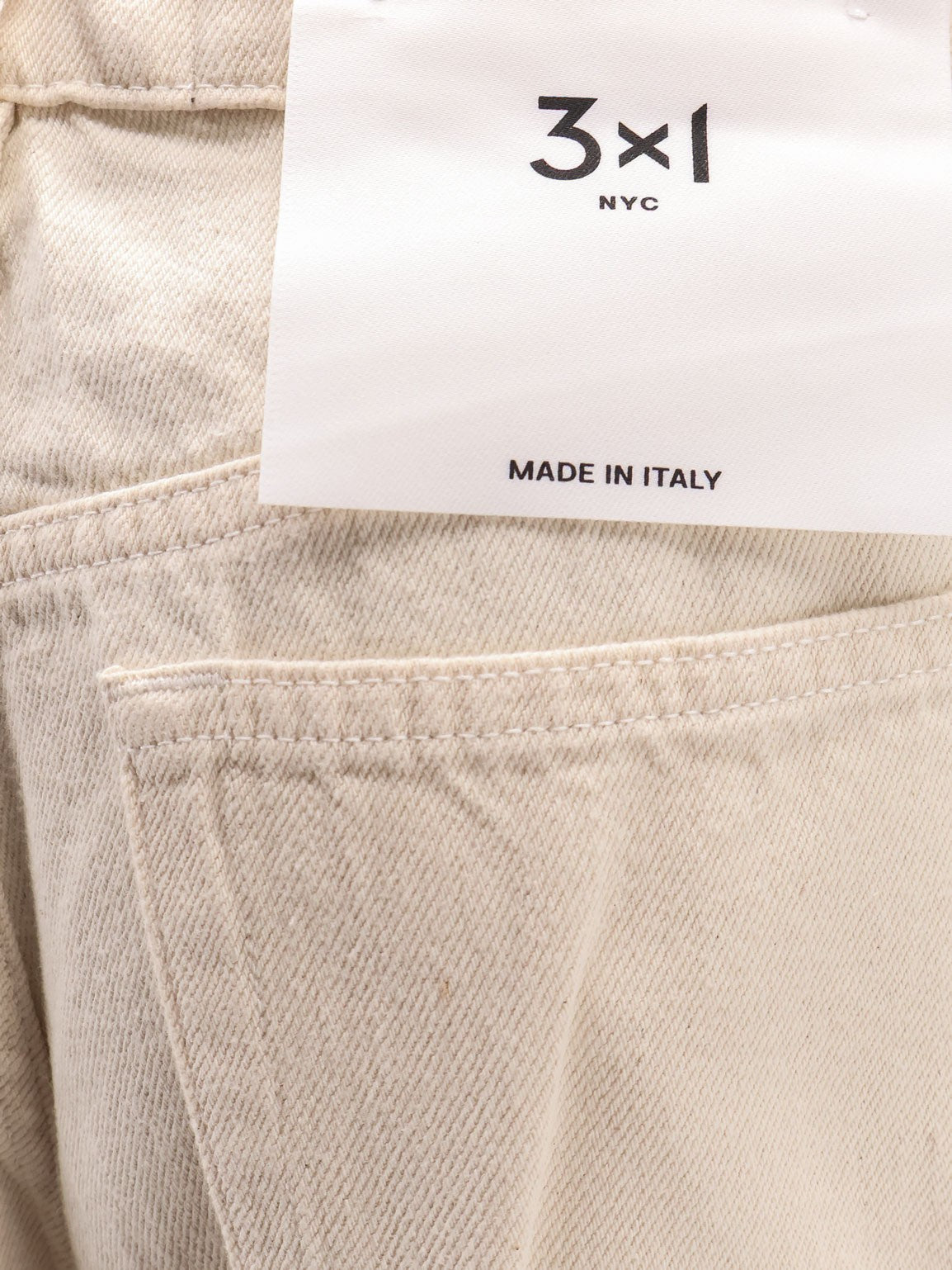 3X1 Flip Cuffed cream denim trousers