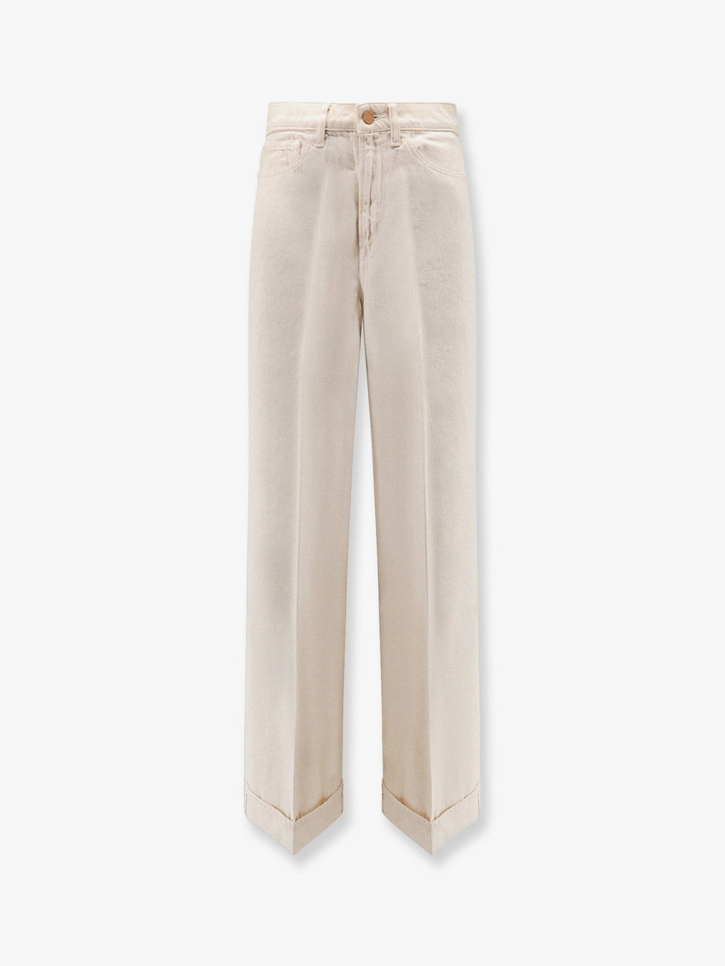 3X1 Flip Cuffed cream denim trousers