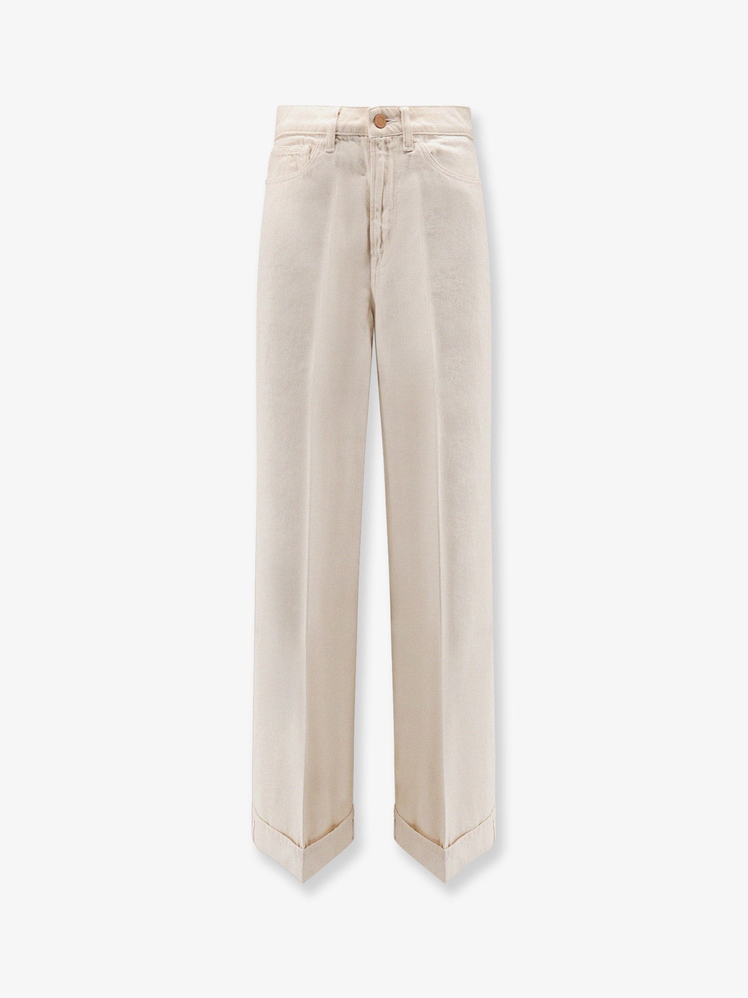 3X1 Flip Cuffed cream denim trousers