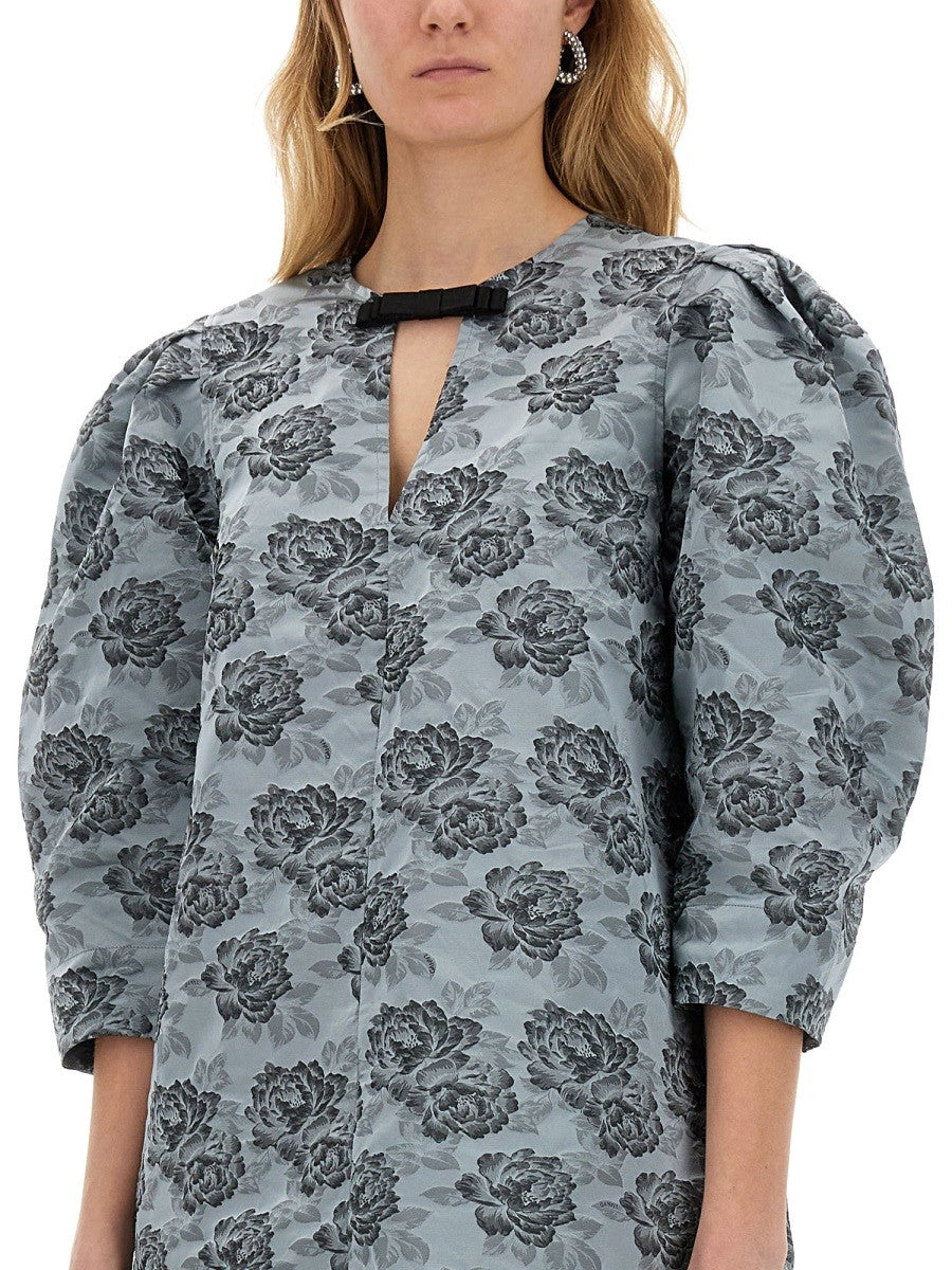 GANNI FLORAL JACQUARD MINI DRESS