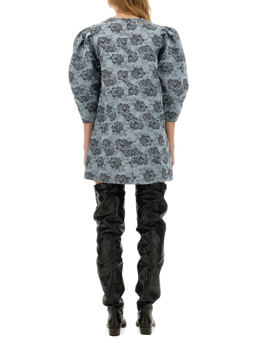 GANNI FLORAL JACQUARD MINI DRESS