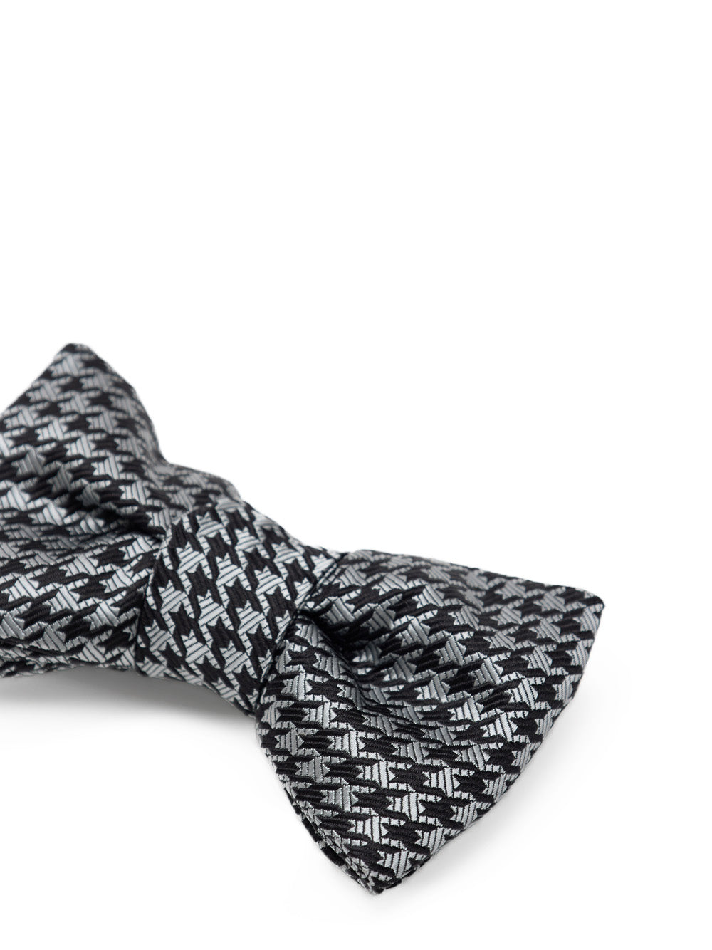 Tom Ford Gray/Black Houndstooth Print Silk Bow Tie