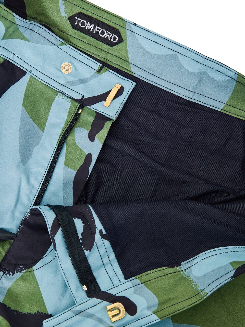 Tom Ford Camouflage Print Swim Shorts in Blue-Green Multicolor – Siebentaschen