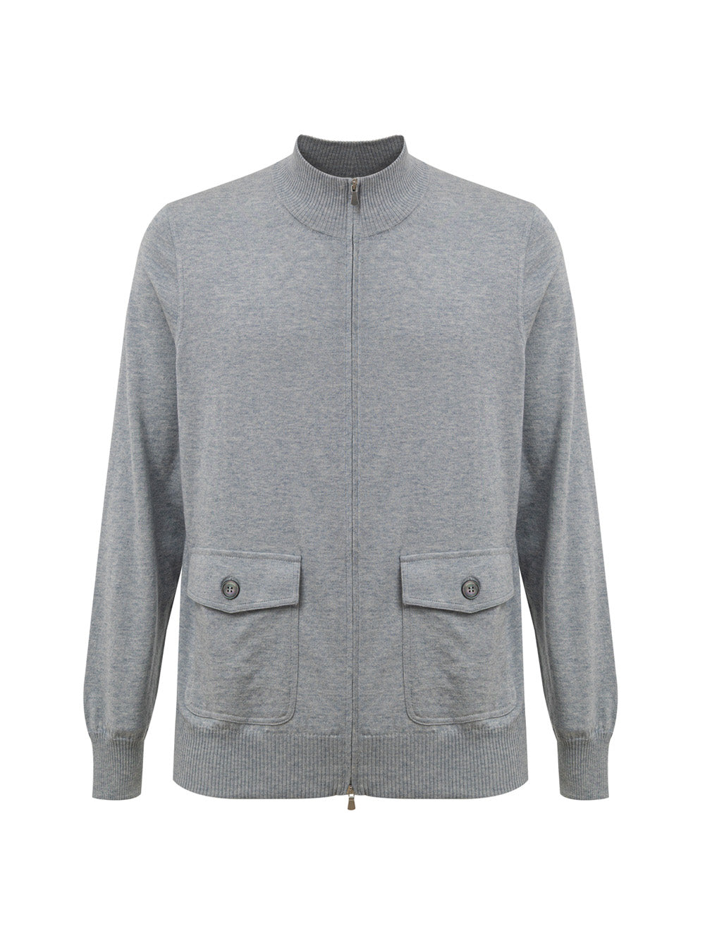 Gran Sasso Long Sleeve Zip-Up Grey Sweater