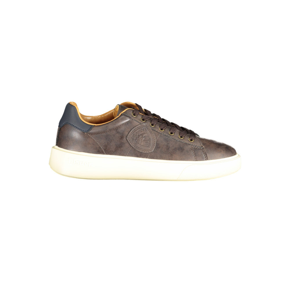 Blauer braune Herren-Sneaker mit kontrastierenden Details