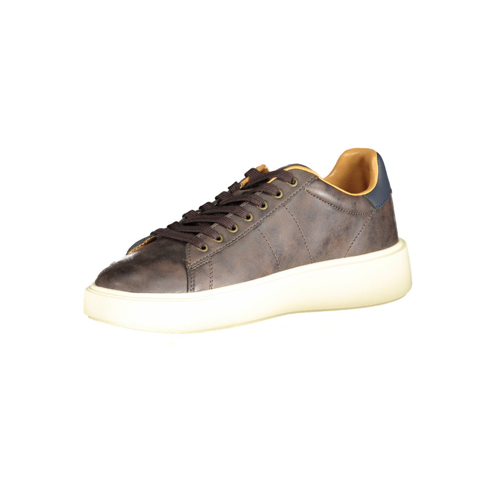 Blauer braune Herren-Sneaker mit kontrastierenden Details