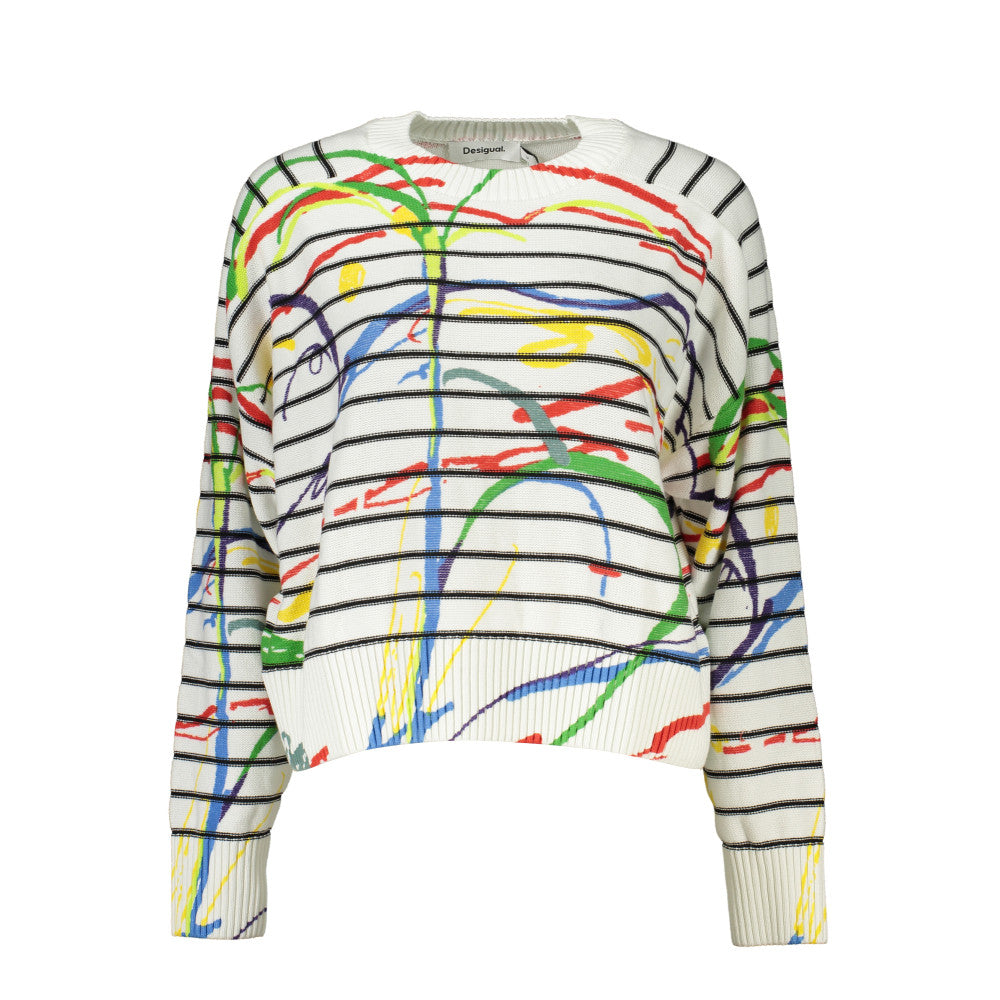 Desigual Damen Rundhalspullover mit Kontrastdetail