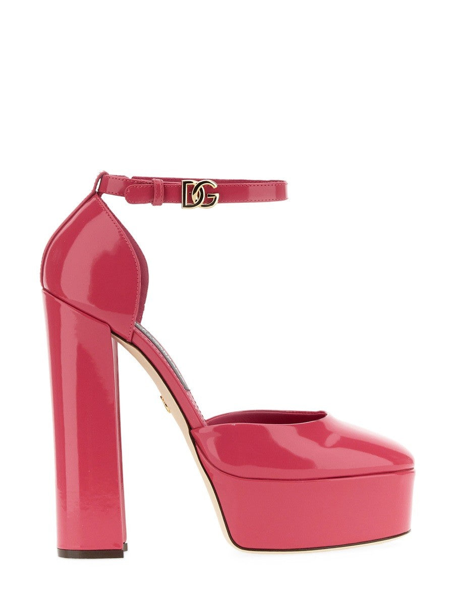 Dolce & Gabbana GLOSSY LEATHER PLATFORM PUMPS