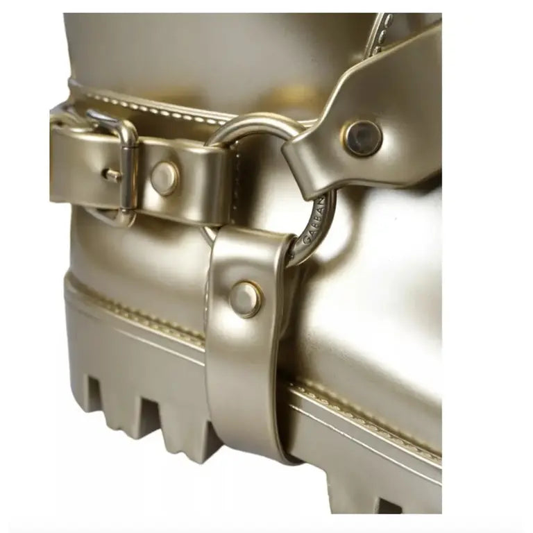 Dolce &amp; Gabbana Gummistiefel in Metallic-Optik Gold