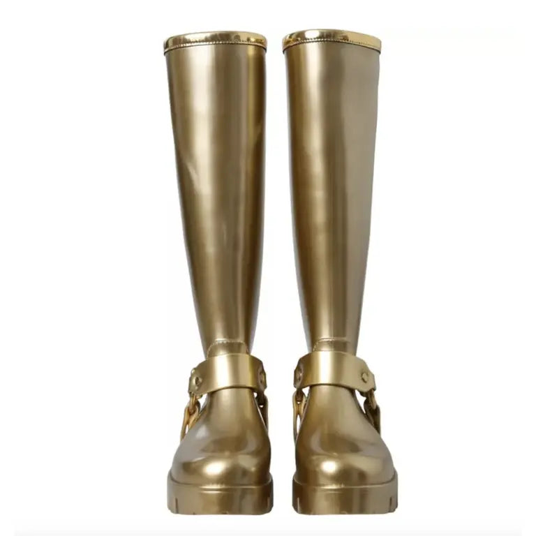 Dolce &amp; Gabbana Gummistiefel in Metallic-Optik Gold