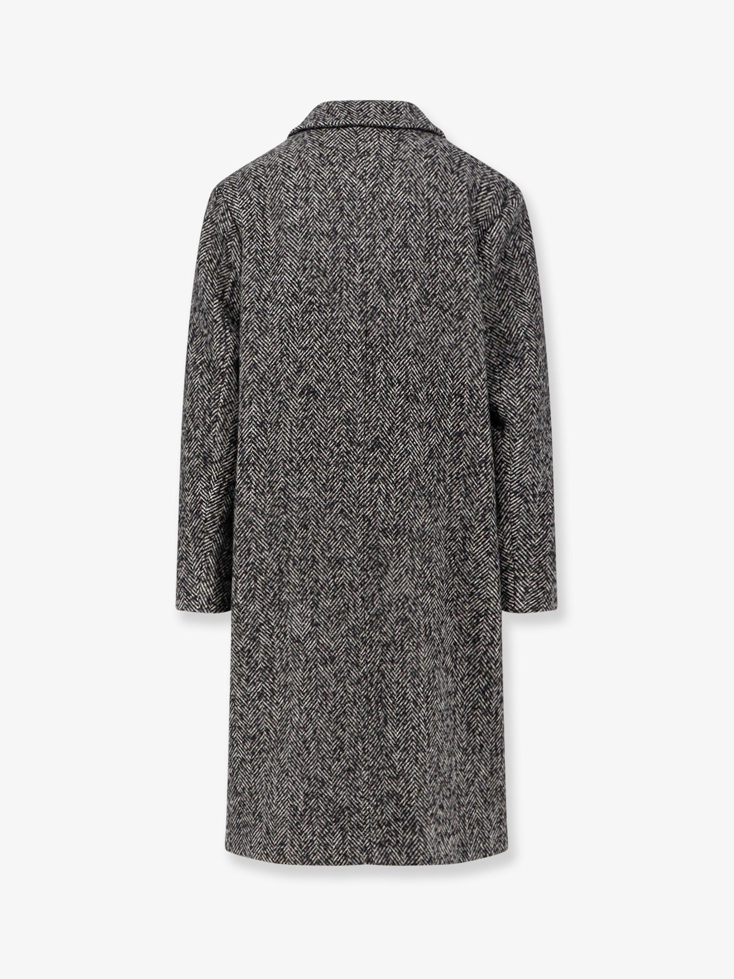 AMARANTO Herringbone pattern wool coat