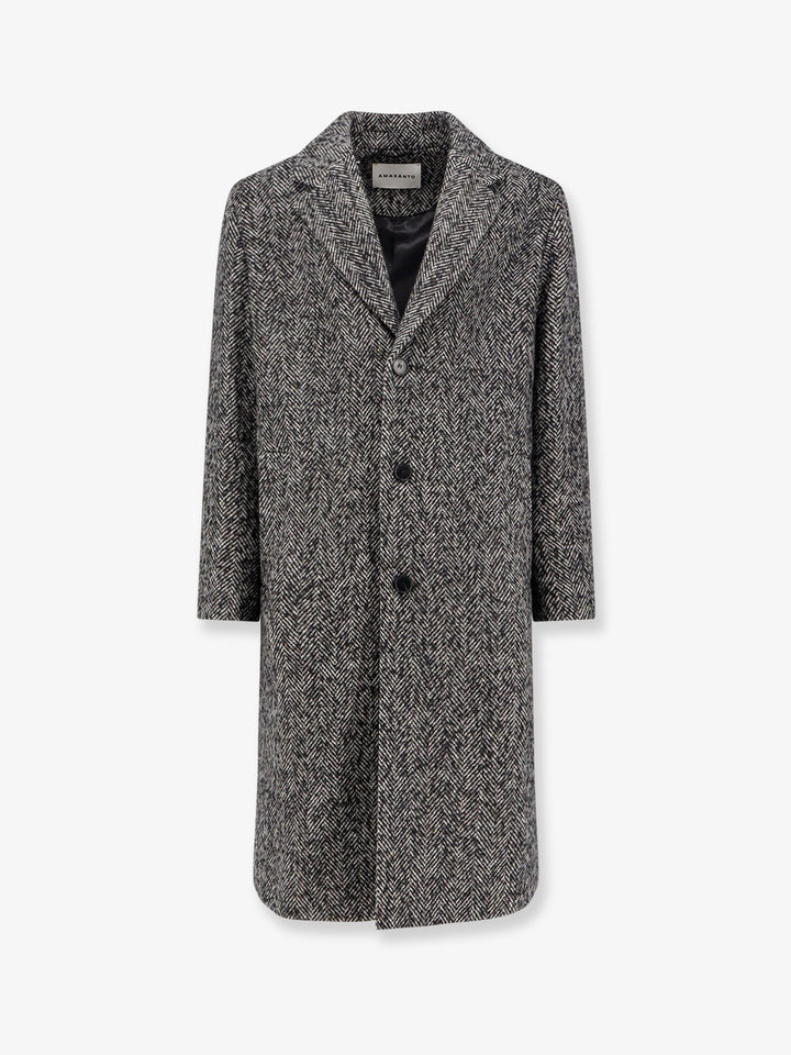 AMARANTO Herringbone pattern wool coat