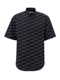 Balenciaga Dark Grey Allover Logo Short-Sleeve Shirt – Siebentaschen