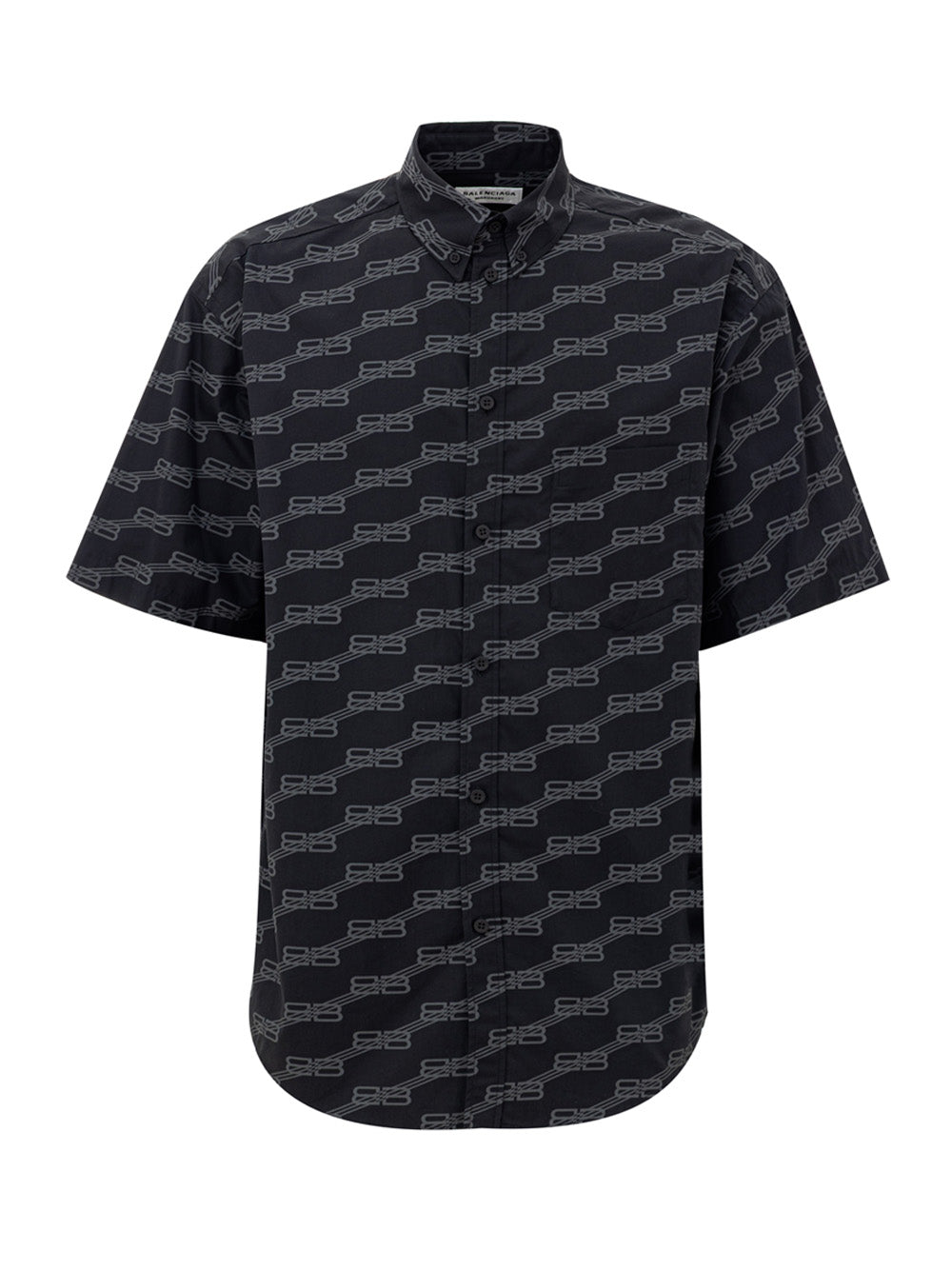 Balenciaga Dark Grey Allover Logo Short-Sleeve Shirt – Siebentaschen