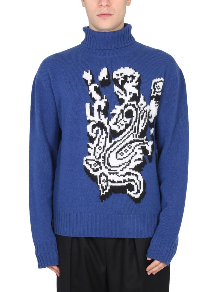 Etro INLAID JACQUARD TURTLENECK SWEATER