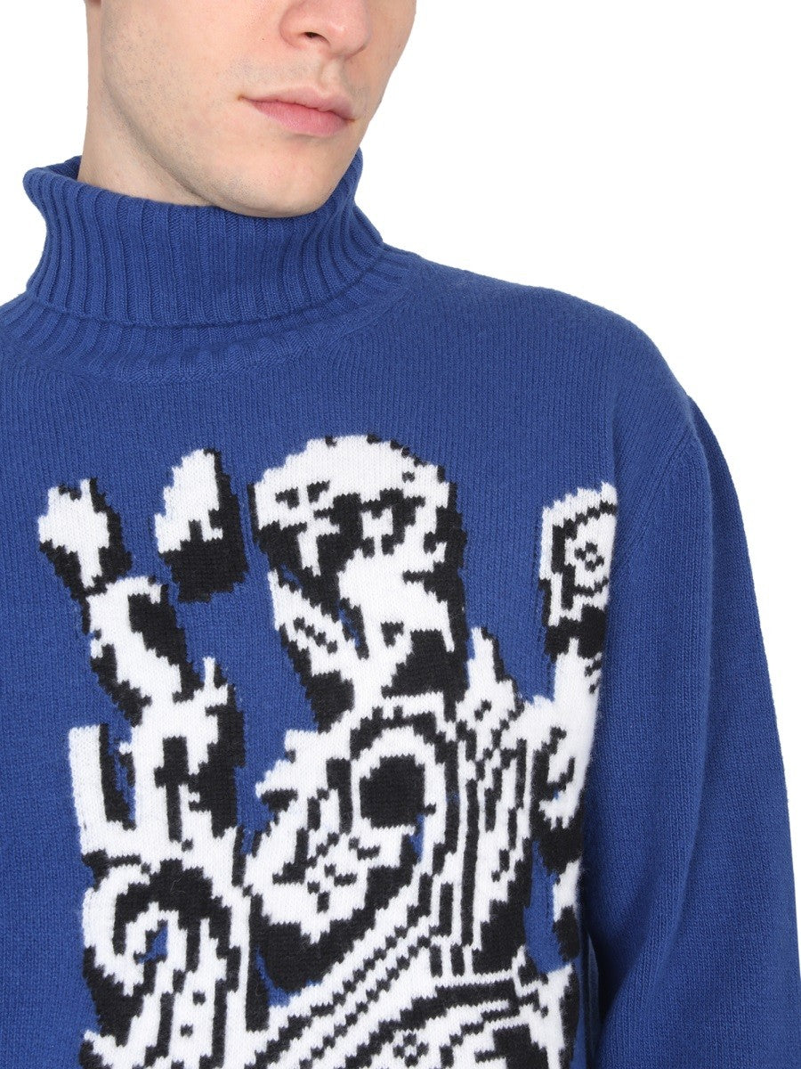 Etro INLAID JACQUARD TURTLENECK SWEATER