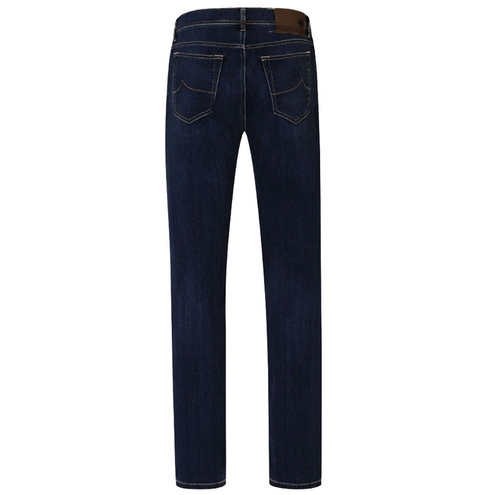 Back view of Jacob Cohen Nick Blue Jeans in dark blue denim with classic pockets and stitching