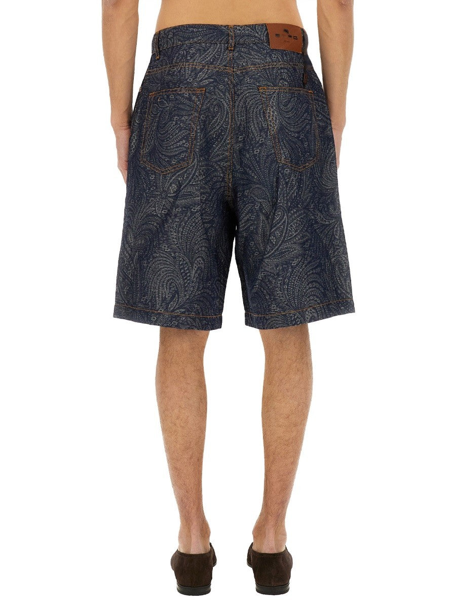 Etro JACQUARD DENIM BERMUDA SHORTS