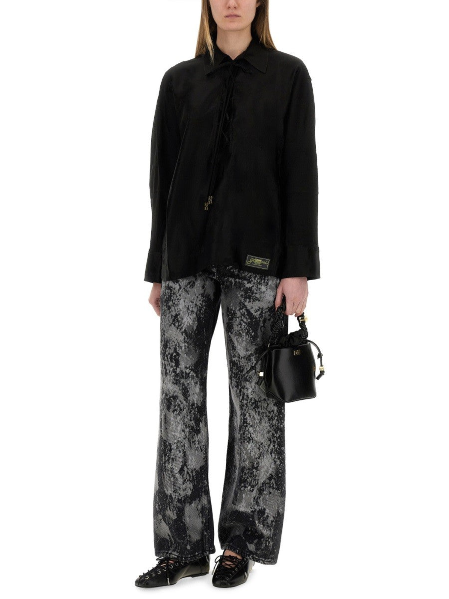 GANNI JACQUARD SATIN SHIRT