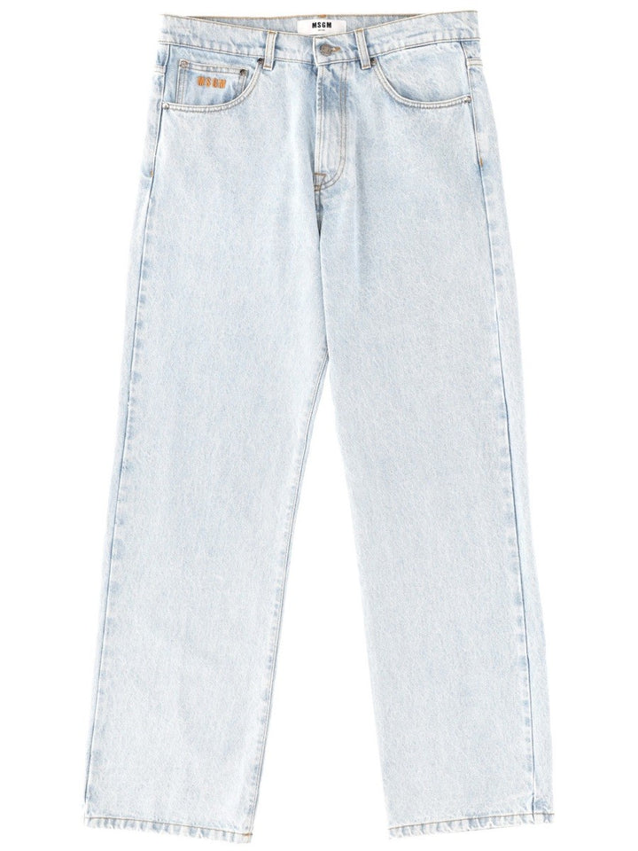 msgm JEANS WITH EMBROIDERED LOGO