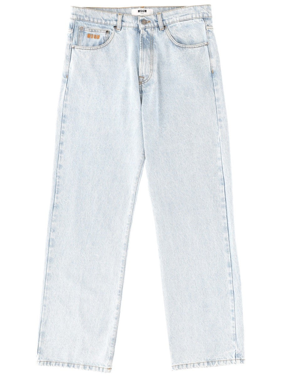 msgm JEANS WITH EMBROIDERED LOGO
