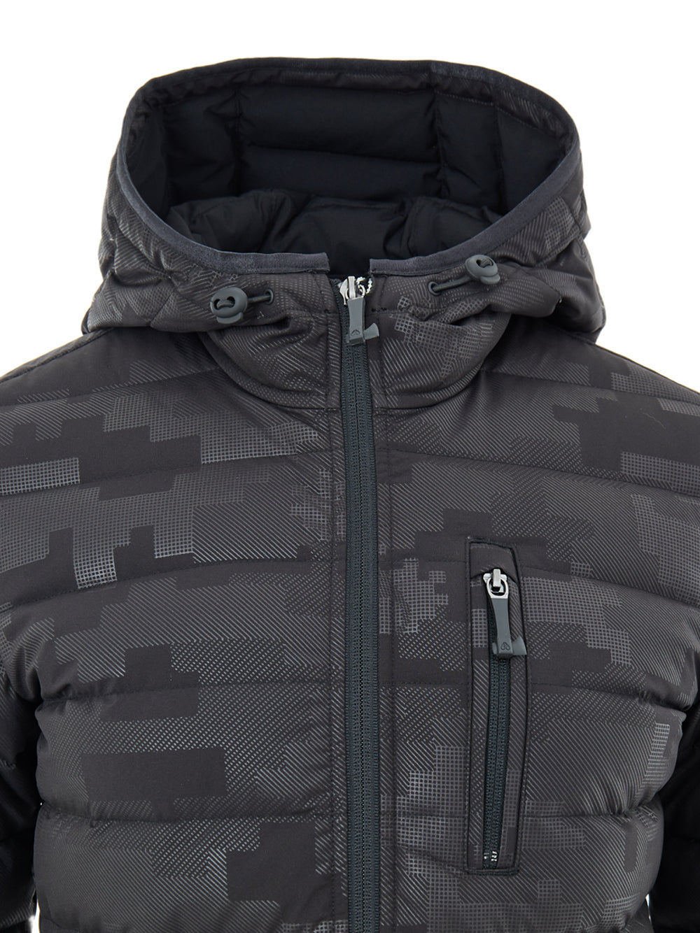 Lightweight Black Down Jacket with Tone-on-Tone Moose Knuckles Print