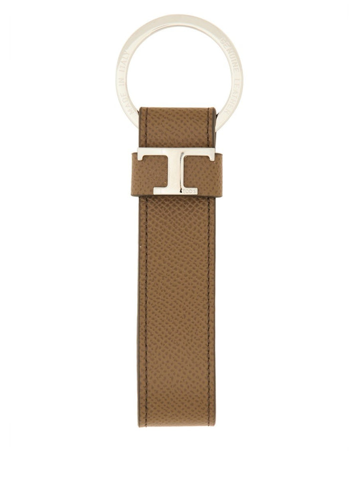 TOD'S "T TIMELESS" LOGO KEYCHAIN