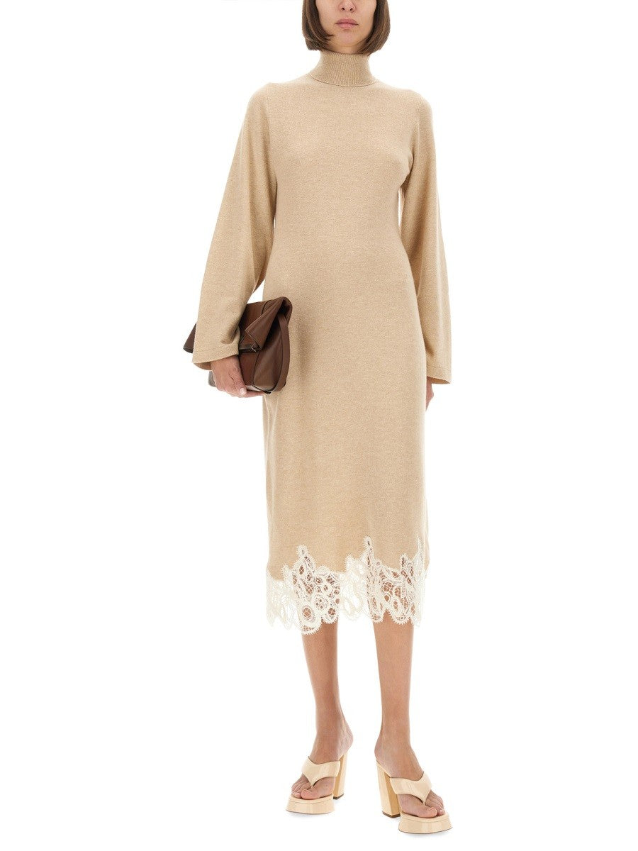 Fabiana Filippi KNIT DRESS WITH LACE HEMLINE