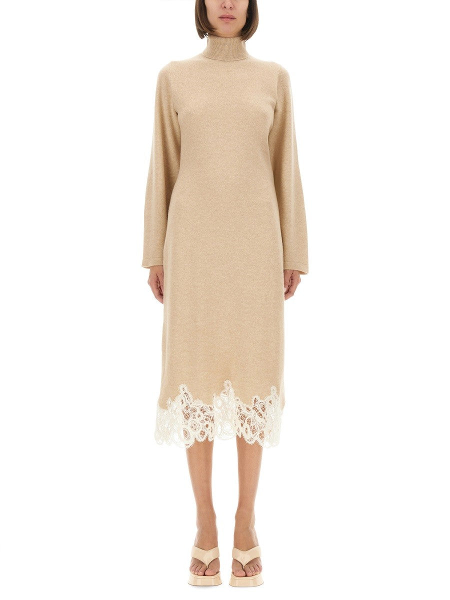 Fabiana Filippi KNIT DRESS WITH LACE HEMLINE