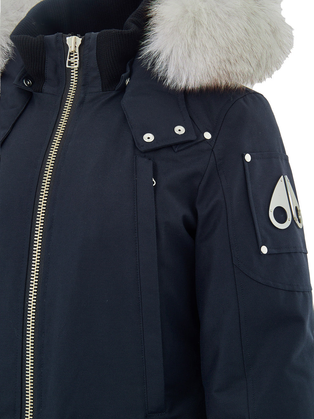 Moose Knuckles Field Jacket with Fur Collar in Blue