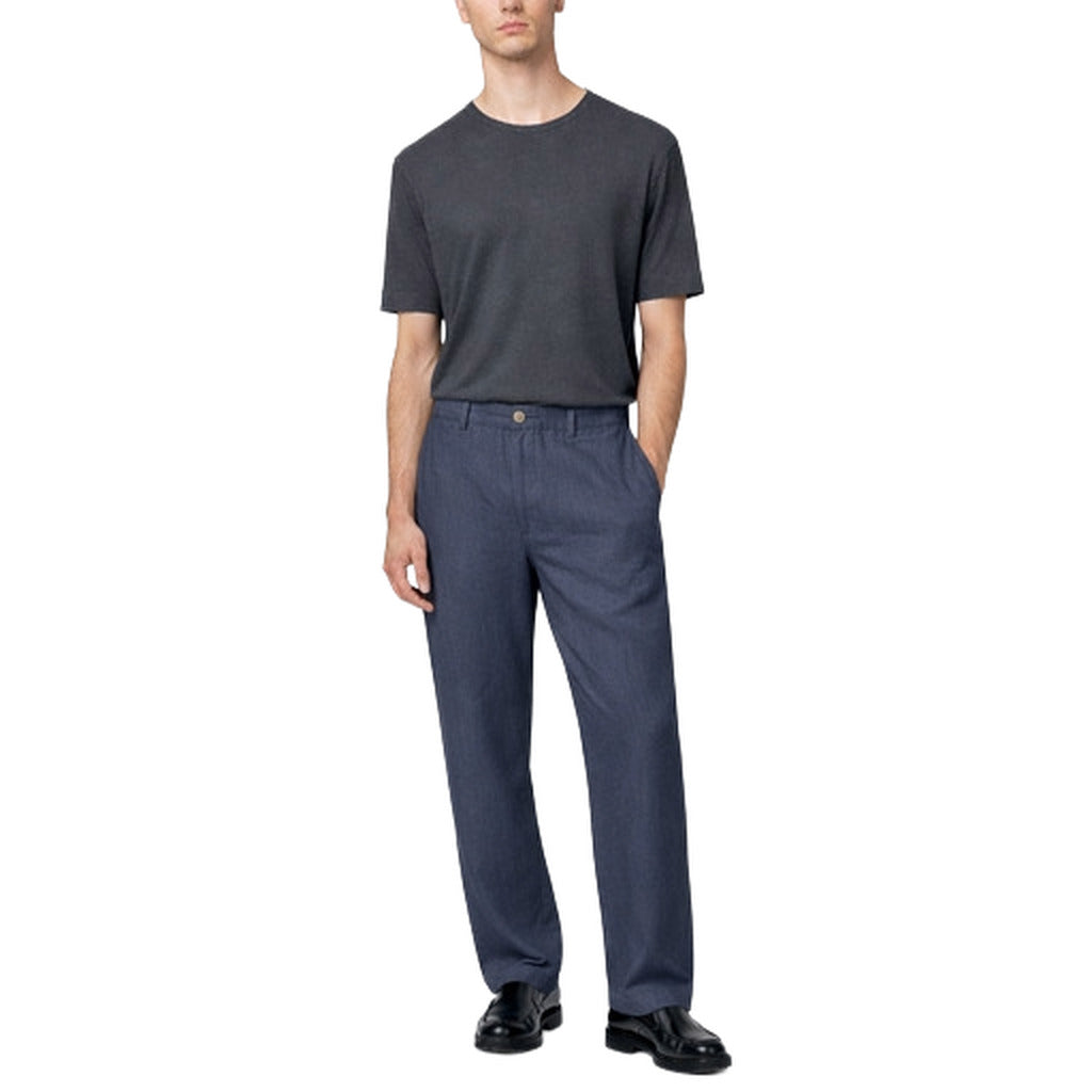 Alpha Studio Linen Trousers Blue — view 3