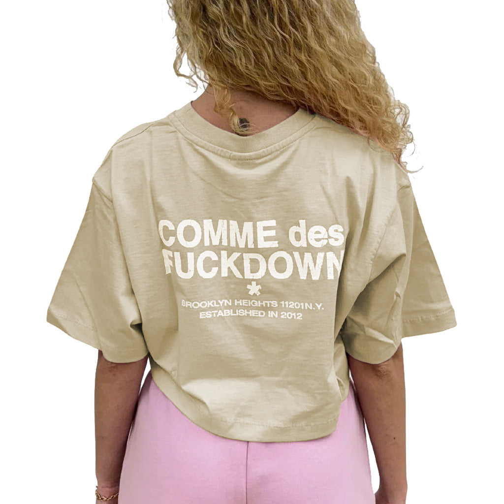 Comme Des Fuckdown Cotton T-Shirt Corta Stampa Logo — view 3