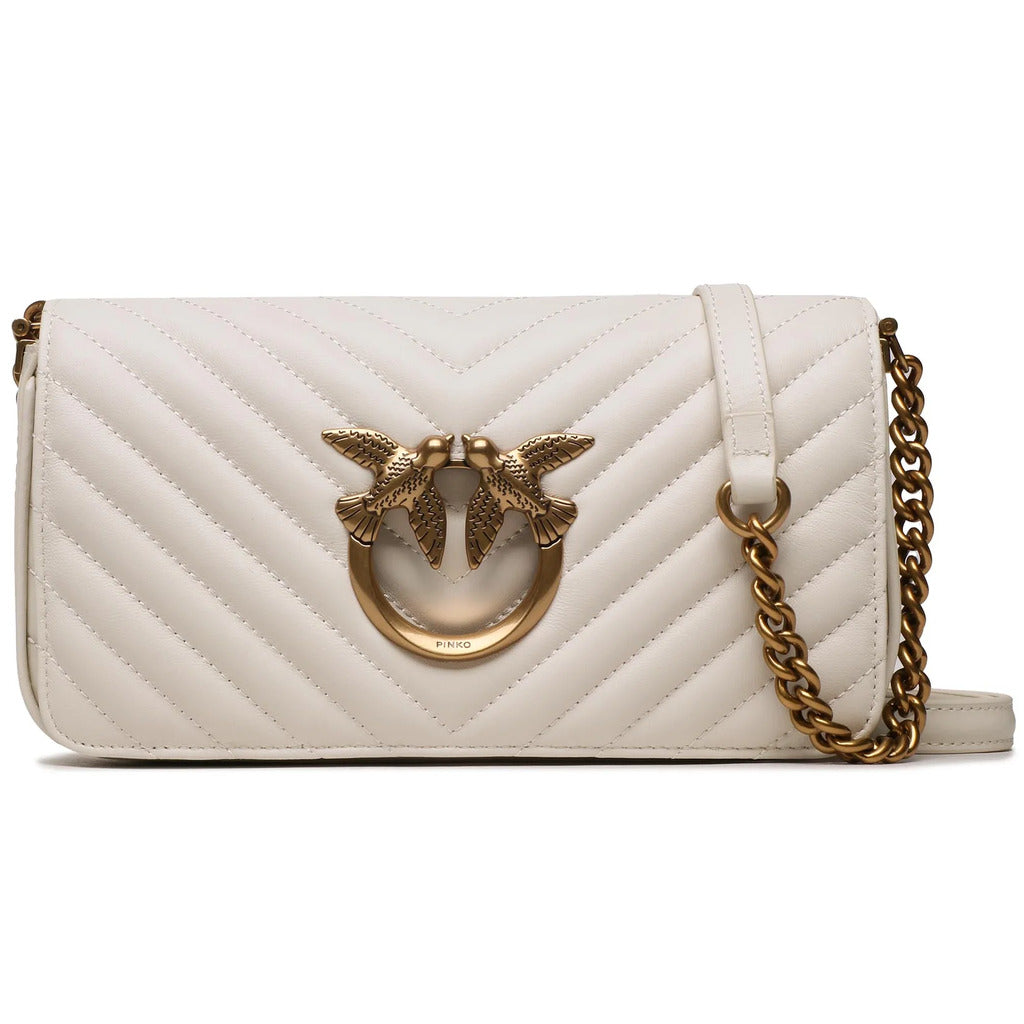 Pinko Leather Crossbody Bag White